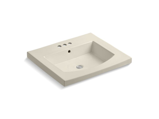 Persuade® Curv vanity-top bathroom sink with 4" centerset faucet holes, Almond