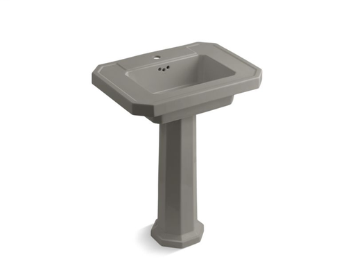 Kathryn® pedestal bathroom sink with single faucet hole, Cashmere