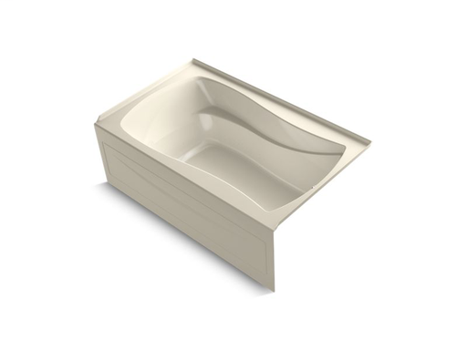 Mariposa® 60" x 36" alcove BubbleMassage™ Air Bath with integral apron and right-hand drain, Almond