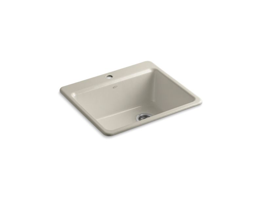 Riverby® 25" x 22" x 9-5/8" top-mount single-bowl kitchen sink with sink rack, Sandbar