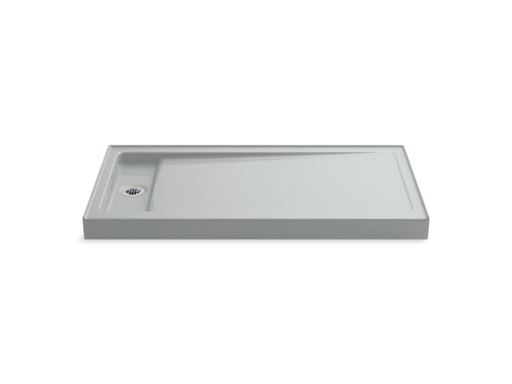 Bellwether® 60" x 32" single-threshold shower base with left offset drain, Ice™ Grey