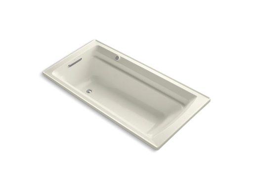 Archer® 72" x 36" drop-in BubbleMassage™ Air Bath with reversible drain and Bask® heated surface, Biscuit