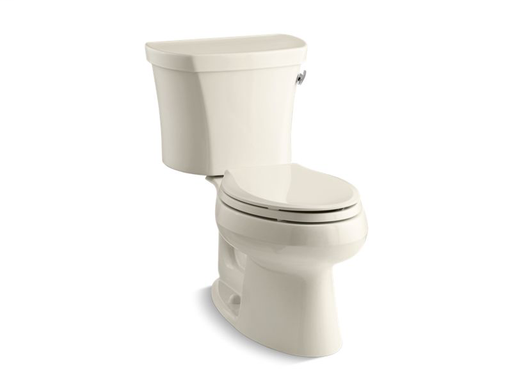 Wellworth® two-piece elongated 1.28 gpf toilet with Class Five® flush technology, right-hand trip lever and Insuliner® tank liner, Almond
