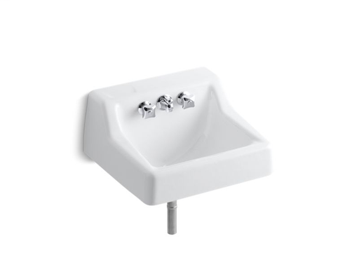Hampton™ wall-mounted commercial bathroom sink with factory-installed Triton® faucet, 22" x 19", White