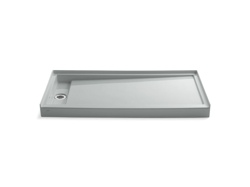 Groove® 60" x 32" single threshold left-hand drain shower base, Ice™ Grey