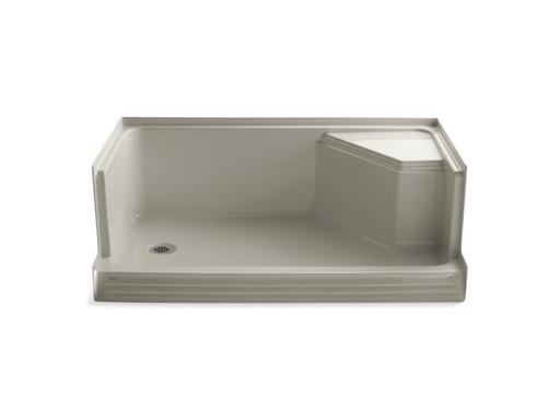 Memoirs® 60" x 36" single threshold left-hand drain shower base with integral seat at right, Sandbar