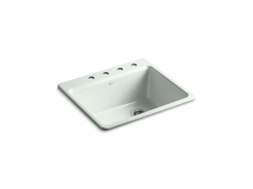 Riverby® 25" x 22" x 9-5/8"top-mount single-bowl kitchen sink with bottom sink rack, Sea Salt