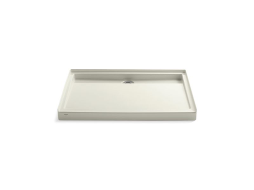 Groove® 48" x 36" single threshold rear center drain shower base, Biscuit