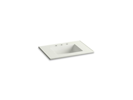 Ceramic/Impressions® 31" rectangular vanity-top bathroom sink with 8" widespread faucet holes, Dune Impressions