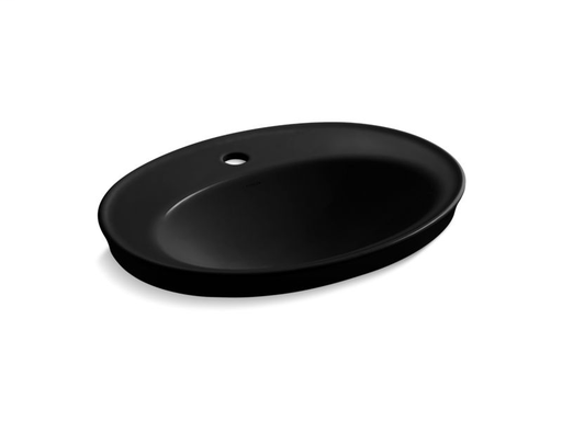 Serif® drop-in bathroom sink with single faucet hole, Black Black