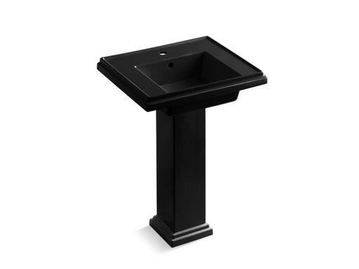 Tresham® 24" pedestal bathroom sink with single faucet hole, Black Black