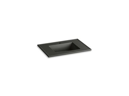 Ceramic/Impressions® 31" rectangular vanity-top bathroom sink with single faucet hole, Thunder Grey Impressions