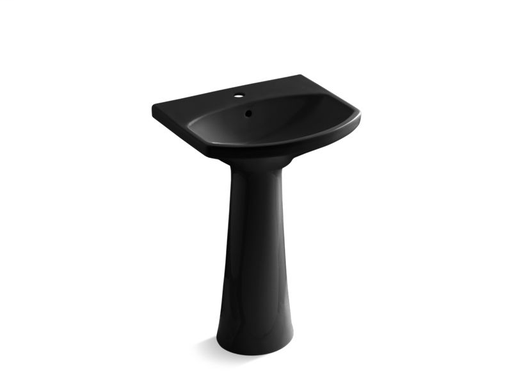 Cimarron® pedestal bathroom sink with single faucet hole, Black Black