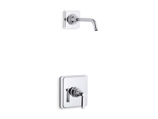 Pinstripe® Rite-Temp shower trim set with lever handle, less showerhead, Polished Chrome
