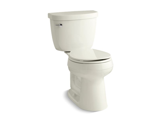 Cimarron® Comfort Height® two-piece round-front 1.6 gpf toilet with AquaPiston® flush technology and left-hand trip lever, seat not included, Biscuit