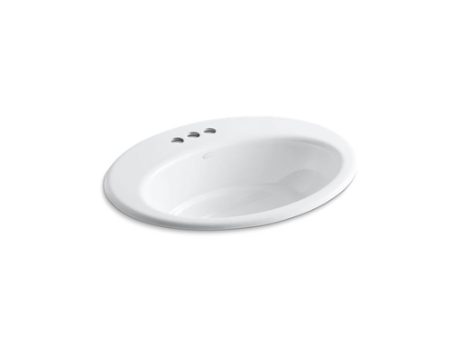 Thoreau® drop-in bathroom sink with 4" centerset faucet holes, White