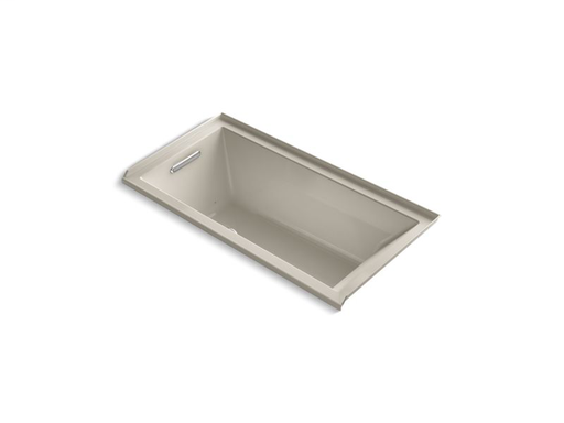 Underscore® Rectangle 60" x 30" alcove BubbleMassage™ Air Bath with Bask® heated surface and left-hand drain, Sandbar