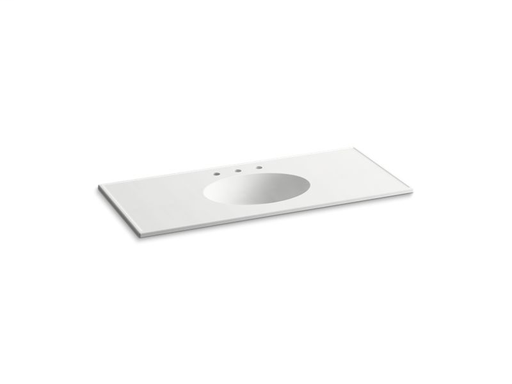 Ceramic/Impressions® 49" oval vanity-top bathroom sink with 8" centerset faucet holes, White Impressions