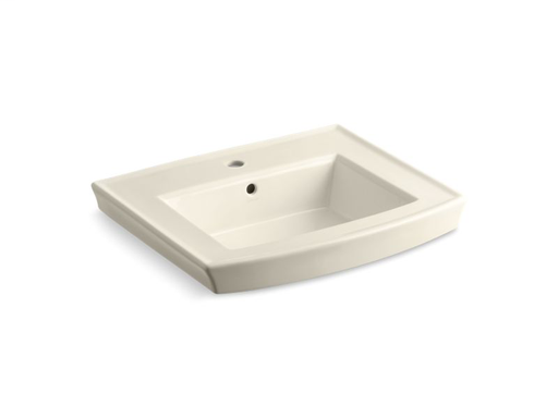 Archer® pedestal bathroom sink with single faucet hole, Almond