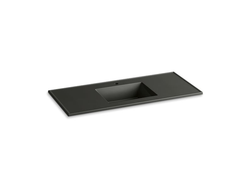 Ceramic/Impressions® 49" rectangular vanity-top bathroom sink with single faucet hole, Thunder Grey Impressions