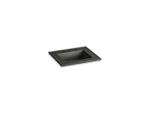 Ceramic/Impressions® 25" rectangular vanity-top bathroom sink with 8" widespread faucet holes, Thunder Grey Impressions
