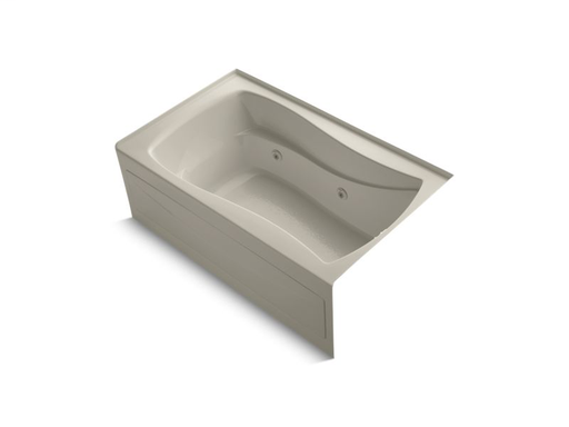 Mariposa® 60" x 36" alcove whirlpool with integral apron, integral flange, right-hand drain and heater, Sandbar