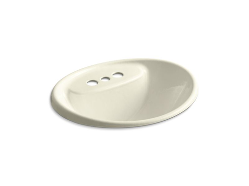Tides® drop-in bathroom sink with 4" centerset faucet holes, Cane Sugar