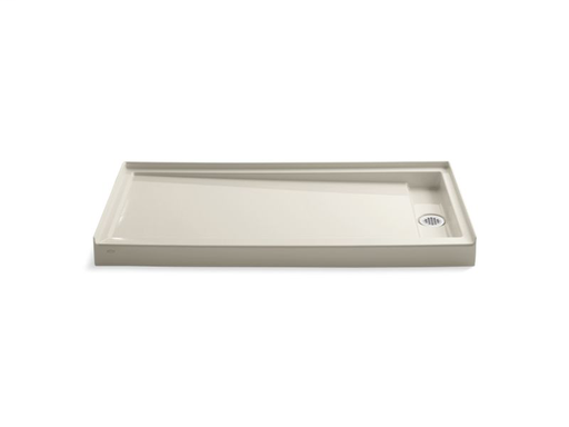 Groove® 60" x 32" single threshold right-hand drain shower base, Almond