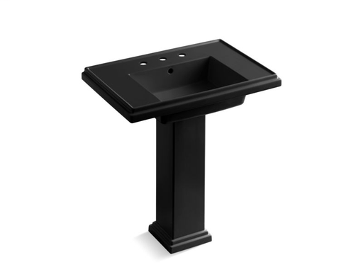 Tresham® 30" pedestal bathroom sink with 8" widespread faucet holes, Black Black