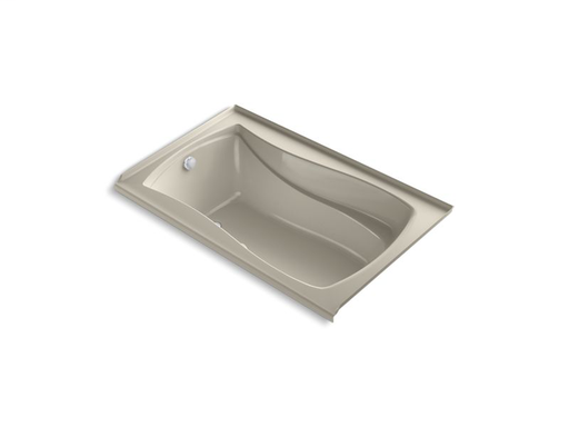 Mariposa® 60" x 36" alcove BubbleMassage™ Air Bath with Bask® heated surface, integral flange and left-hand drain, Sandbar