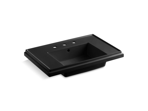 Tresham®30" pedestal bathroom sink basin with 8" widespread faucet holes, Black Black