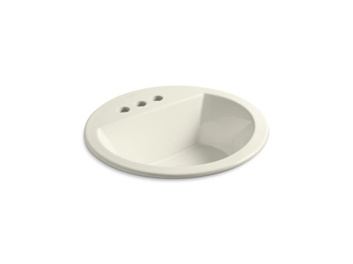 Bryant® round drop-in bathroom sink with 4" centerset faucet holes, Biscuit