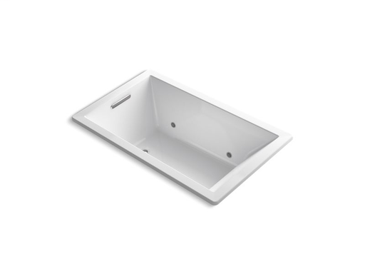 Underscore® Rectangle 60" x 36" drop-in BubbleMassage™ Air Bath with reversible drain and Bask™ heated surface, White