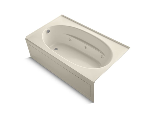 Windward® 72" x 42" alcove whirlpool with integral apron, left-hand drain and heater, Almond