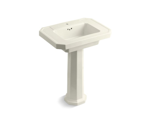 Kathryn® pedestal bathroom sink with single faucet hole, Biscuit