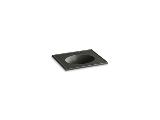 Ceramic/Impressions® 25" oval vanity-top bathroom sink with 8" widespread faucet holes, Thunder Grey Impressions