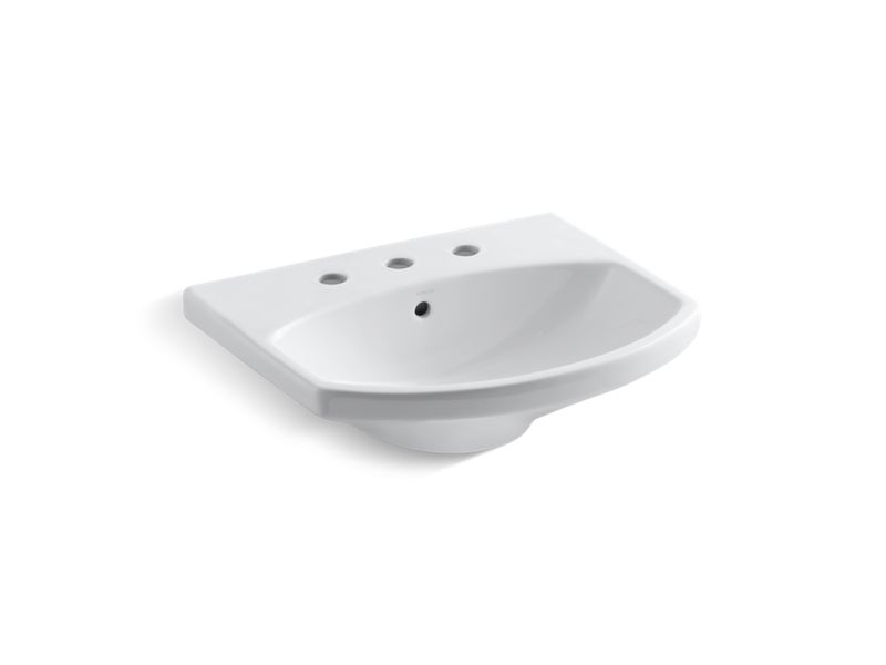 Cimarron® bathroom sink with 8" widespread faucet holes, White