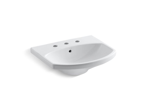 Cimarron® bathroom sink with 8" widespread faucet holes, White