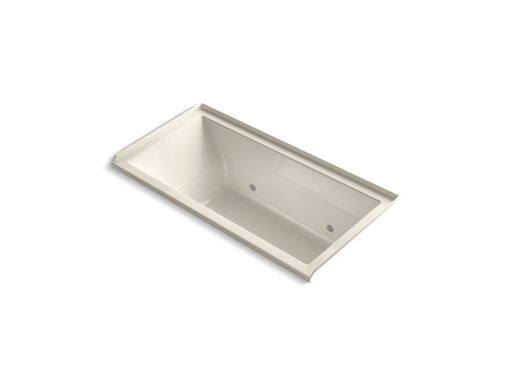 Underscore® Rectangle 60" x 30" alcove VibrAcoustic® bath with chromatherapy and right-hand drain, Almond