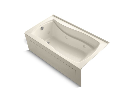 Mariposa® 66" x 36" alcove whirlpool with Bask® heated surface, integral apron, integral flange and left-hand drain, Almond