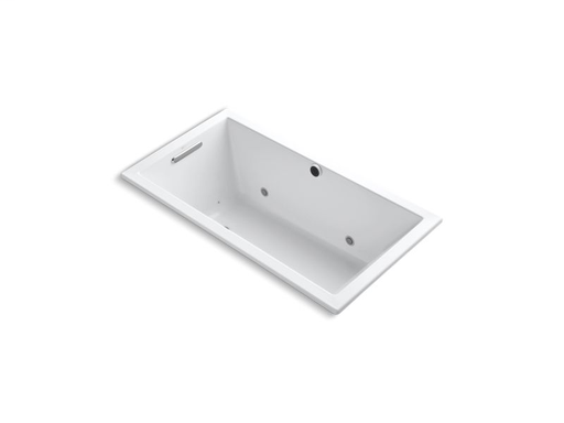Underscore® Rectangle 60" x 32" drop-in BubbleMassage™ Air Bath with Bask® heated surface, chromatherapy and reversible drain, White