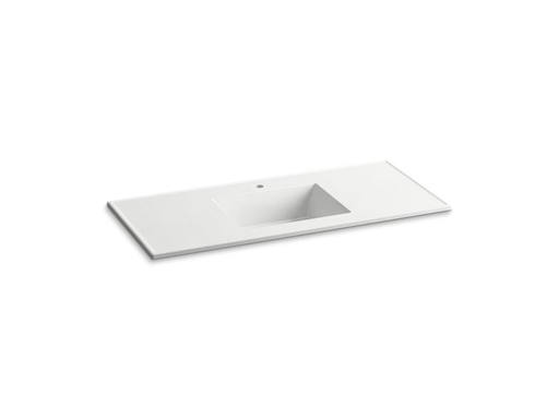 Ceramic/Impressions® 49" rectangular vanity-top bathroom sink with single faucet hole, White Impressions