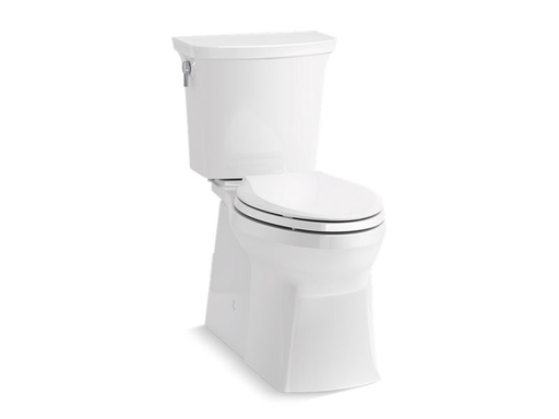 Transpose™ The Complete Solution® Comfort Height® two-piece elongated 1.28 gpf toilet with skirted trapway, left-hand trip lever and Revolution 360™ swirl flushing technology, White