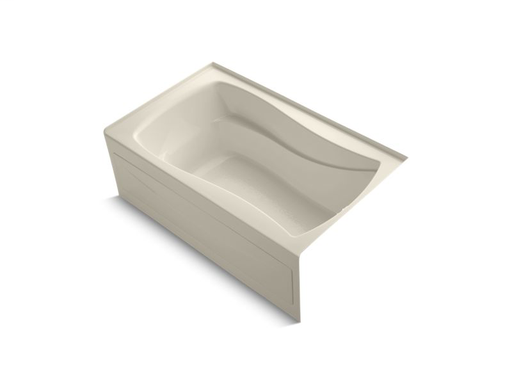 Mariposa® 60" x 36" alcove VibrAcoustic® bath with integral apron and right-hand drain, Almond