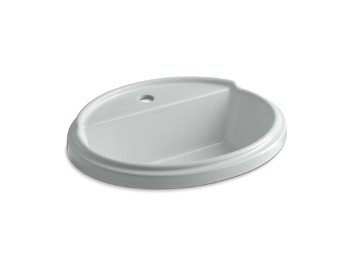 Tresham® oval drop-in bathroom sink with single faucet hole, Ice™ Grey