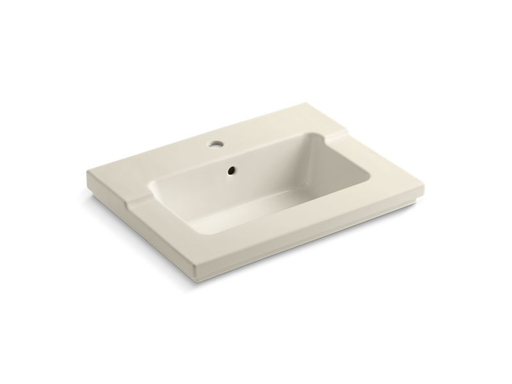 Tresham® vanity-top bathroom sink with single faucet hole, Almond