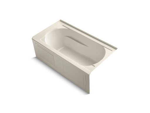 Devonshire® 60" x 32" alcove VibrAcoustic® bath with integral apron, integral flange and right-hand drain, Almond