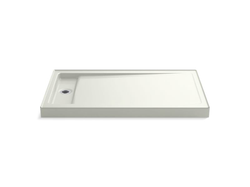 Bellwether® 60" x 34" single-threshold shower base with left offset drain, Dune
