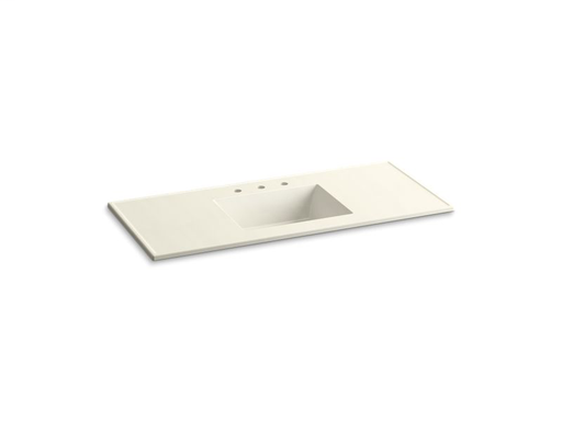 Ceramic/Impressions® 49" rectangular vanity-top bathroom sink with 8" centerset faucet holes, Biscuit Impressions