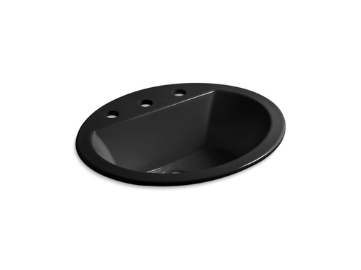Bryant® oval drop-in bathroom sink with 8" widespread faucet holes, Black Black